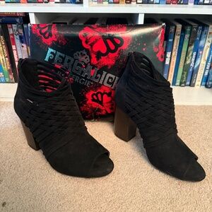 Fergalicious by Fergie black ankle boots chunky heel